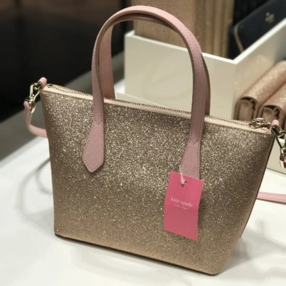 Kate Spade Joeley Rose Gold Glitter Small satchel - Picture 1 of 5